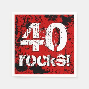 40th Birthday 40 Rocks! Grunge Red and Black A02 Napkin