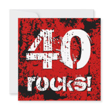 40th Birthday 40 Rocks! Grunge Red and Black A07
