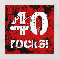 40th Birthday 40 Rocks! Grunge Red and Black A07