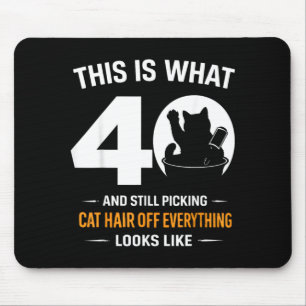 40th Birthday 40 Years Old Funny Cat Lover Mouse Pad