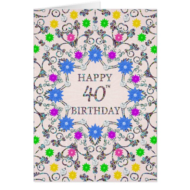 40th Birthday Abstract Flowers  (Front)