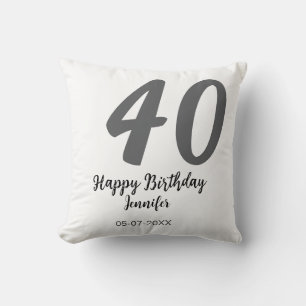 40th birthday add name date year black template go cushion
