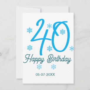 40th birthday add name date year blue template