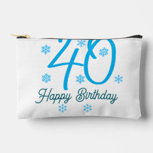 40th birthday add name date year blue template accessory pouch