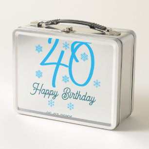 40th birthday add name date year blue template metal lunch box