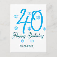 40th birthday add name date year blue template