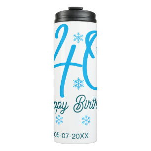 40th birthday add name date year blue template thermal tumbler