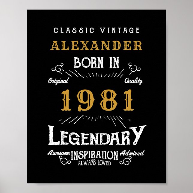 40th Birthday Add Your Name Born 1981 Legendary Poster (Front)