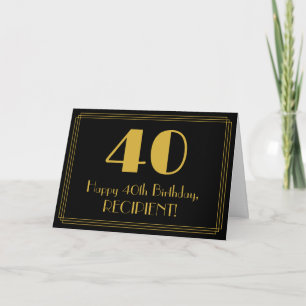 40th Birthday: Art Deco Inspired Look "40" + Name Card