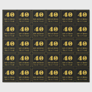 40th Birthday – Art Deco Inspired Look "40" & Name Wrapping Paper