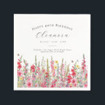40th Birthday August Birth Flower Custom Napkin<br><div class="desc">Perfect table decor for an August birthday party. Pink gladiolus is the birth flower for that month. It forms a pretty watercolor bottom border on this floral personalised napkin. The birthday guest of honour's name, age and birthdate are placed above it using elegant calligraphy and typography. All text is editable....</div>