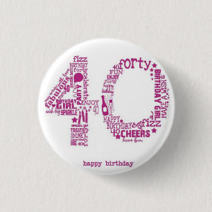 *****40th BIRTHDAY BADGE***** 3 Cm Round Badge