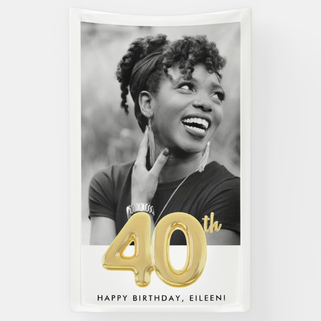 40th Birthday Balloon Photo Party  Banner (Vertical)