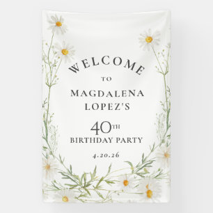 40th Birthday Banner April Birth Flower Daisy
