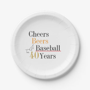 40th Birthday Baseball Cheers and Beers Party Paper Plate