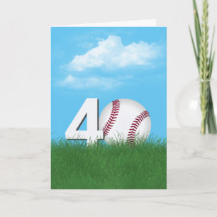 40th Birthday Baseball In Green Grass Card