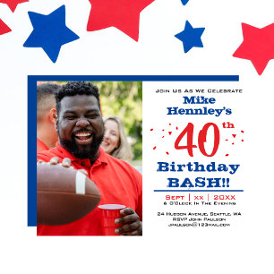 40th Birthday Bash Party - Photo Invitation