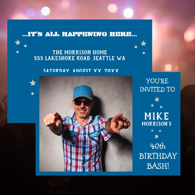 40th Birthday Bash Photo Party Invitation  (40th Birthday Bash Photo Party Invitation)