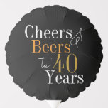 40th Birthday Beers and Cheers Black Gold Party Balloon<br><div class="desc">This is a cool and modern, 40th birthday party design. It is a simple, minimal design, in classic black and gold with stylish typography. Perfect for a cool and fun, 40th birthday party. This design is fully customisable, simply use the personalise this button to change the age, or the rest...</div>