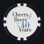 40th Birthday Beers and Cheers Typography Party  Poker Chips<br><div class="desc">This is a cool and modern, 40th birthday party design. It is a simple, minimal design, in classic blue and black typography. Perfect for a cool and fun, 40th birthday or celebration and ideal for party games, party favours or as a gift for a 40 year old. This design is...</div>