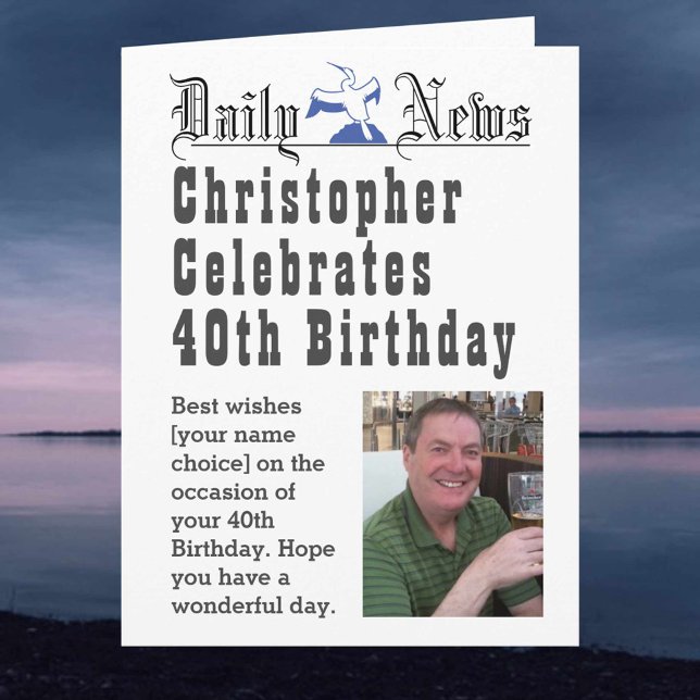 40th Birthday - Birthday Card to Personalise (Creator Uploaded)