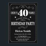 40th Birthday Black and White Chalkboard Invitation<br><div class="desc">40th Birthday Invitation Black and White Typography. Chalkboard. Black and White Background. Adult Birthday. Male Men or Women Birthday. Kids Boy or Girl Lady Teen Teenage Bday Invite. 13th 15th 16th 18th 20th 21st 30th 40th 50th 60th 70th 80th 90th 100th. Any Age. For further customisation, please click the "Customise...</div>