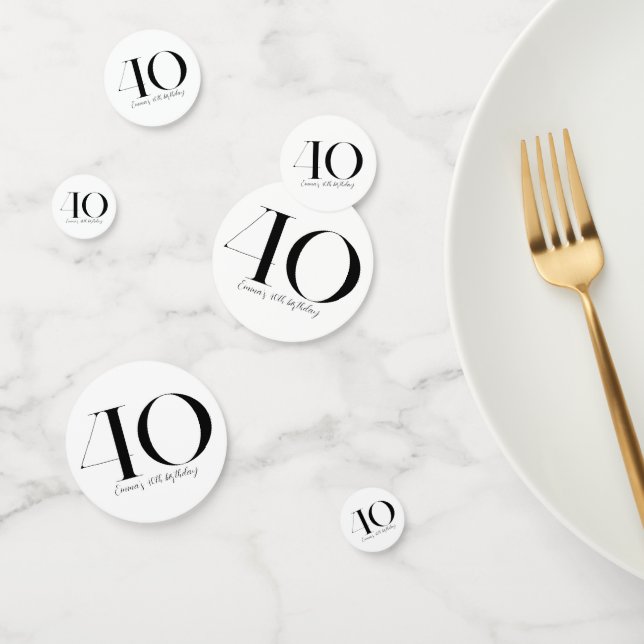 40th Birthday Black and White Confetti (Group)