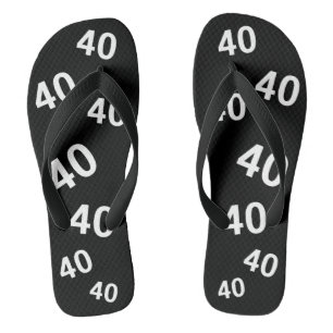 40th Birthday Black and White Gag Gift Flip Flops