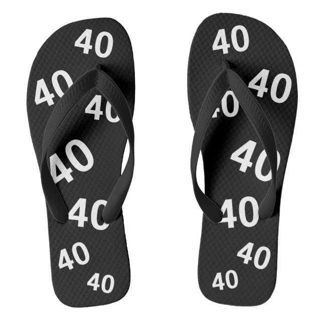 40th Birthday Black and White Gag Gift Flip Flops (Footbed)