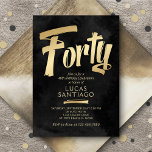 40th Birthday Black Gold Invitation<br><div class="desc">Start the party on paper with this bold, funny adult 40th birthday invitation design. The bold, humourous typography in gold on black give this invitation a classy yet humourous vibe. Perfect for the man or woman who likes to be the centre of the party. Order your printed invitations or download...</div>