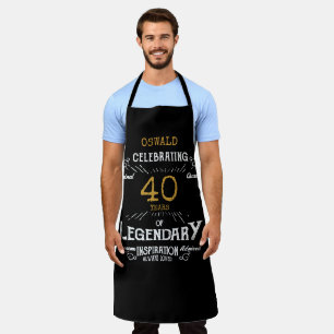 40th Birthday Black Gold Legendary Funny Apron