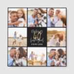 40th Birthday black gold photo collage Magnet<br><div class="desc">Celebrate your 40th birthday in style with these black and gold effect 40th birthday design. A modern design with script text and bold graphics. Change the colour to customise. Part of a collection.</div>