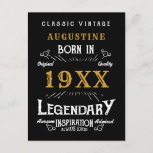40th Birthday Black Gold Retro Legendary Postcard