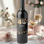 40th birthday black gold stars photo wine label<br><div class="desc">Black background,  decorated with golden stars. Personalise and add a photo,  name,  age,  date.</div>