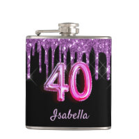 40th birthday black purple glitter name