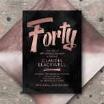 40th Birthday Black Rose Gold Invitation<br><div class="desc">Start the party on paper with this bold, funny adult birthday invitation design. The bold, humourous typography in rose gold on black give this invitation a classy yet humourous vibe. Perfect for a women's birthday invitation for the woman who likes to be the centre of the party. Order your printed...</div>