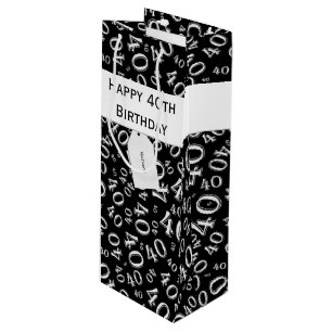 40th Birthday Black/White Number Pattern (W) Wine Gift Bag
