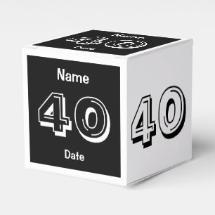 40th Birthday Black White Personalised Favour Box