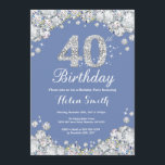 40th Birthday Blue and Silver Diamond Invitation<br><div class="desc">40th Birthday Invitation. Blue and Silver Rhinestone Diamond. Elegant Birthday Bash invite. Adult Birthday. Women Birthday. Men Birthday. For further customisation,  please click the "Customise it" button and use our design tool to modify this template.</div>