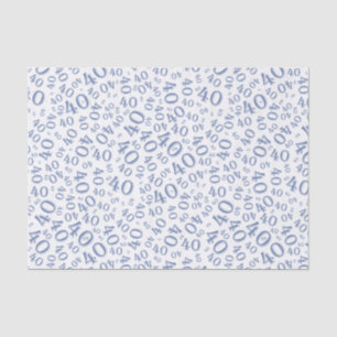 40th Birthday Blue and White Number Pattern Tissue Paper