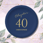 40th Birthday Blue Gold Chapter 40 Paper Plate<br><div class="desc">Make your loved one's 40th birthday celebration elegant and memorable with our stunning Blue Gold paper plates from Zazzle. Discover how these customisable paper plates can elevate your event and create unforgettable moments in our exclusive article.</div>