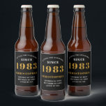 40th Birthday Born 1983 Add Name Black Gold Beer Bottle Label<br><div class="desc">Personalized Birthday add your name and year beer label. Edit the name and year with the template provided. A wonderful custom birthday party accessory. More gifts and party supplies available with the "setting standards" design in the store.</div>