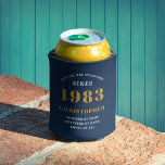 40th Birthday Born 1983 Add Name Blue Gold Can Cooler<br><div class="desc">Celebrate the special 40th birthday milestone in style with this custom can cooler! Perfect for any 40th birthday party, this can cooler features an eye-catching blue and gold design with the year 1983 and a name of your choice. Simply personalise with your name and year and you’re all set to...</div>