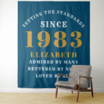 40th Birthday Born 1983 Add Name Blue Gold Large Tapestry<br><div class="desc">Personalised Birthday add your name and year tapestry. Edit the name and year with the template provided. A wonderful custom birthday party accessory. More gifts and party supplies available with the "setting standards" design in the store.</div>