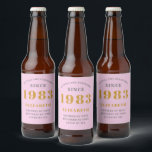 40th Birthday Born 1983 Add Name Pink Gray Beer Bottle Label<br><div class="desc">Personalized Birthday add your name and year beer label. Edit the name and year with the template provided. A wonderful custom pink birthday party item. More gifts and party supplies available with the "setting standards" design in the store.</div>