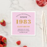40th Birthday Born 1983 Add Name Pink Gray Napkin<br><div class="desc">Personalized Birthday add your name and year paper napkin. Edit the name and year with the template provided. A wonderful custom birthday party accessory. More gifts and party supplies available with the "setting standards" design in the store.</div>