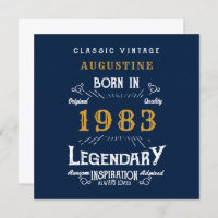 40th Birthday Born 1983 Legend Blue Gold Greeting