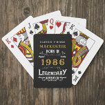 40th Birthday Born 1986 Legend Black Gold Playing Cards<br><div class="desc">Vintage design 40th birthday born 1986 "Original Quality Legendary Inspiration" playing cards. Add the name and year as desired in the template fields creating a unique birthday celebration item. Team this up with the matching gifts,  party accessories,  and clothing available in our store www.zazzle.com/store/thecelebrationstore</div>