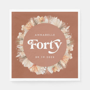 40th Birthday botanical pampas grass terracotta Napkin