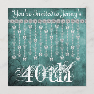 40th  Birthday Butterfly BLING Invitation